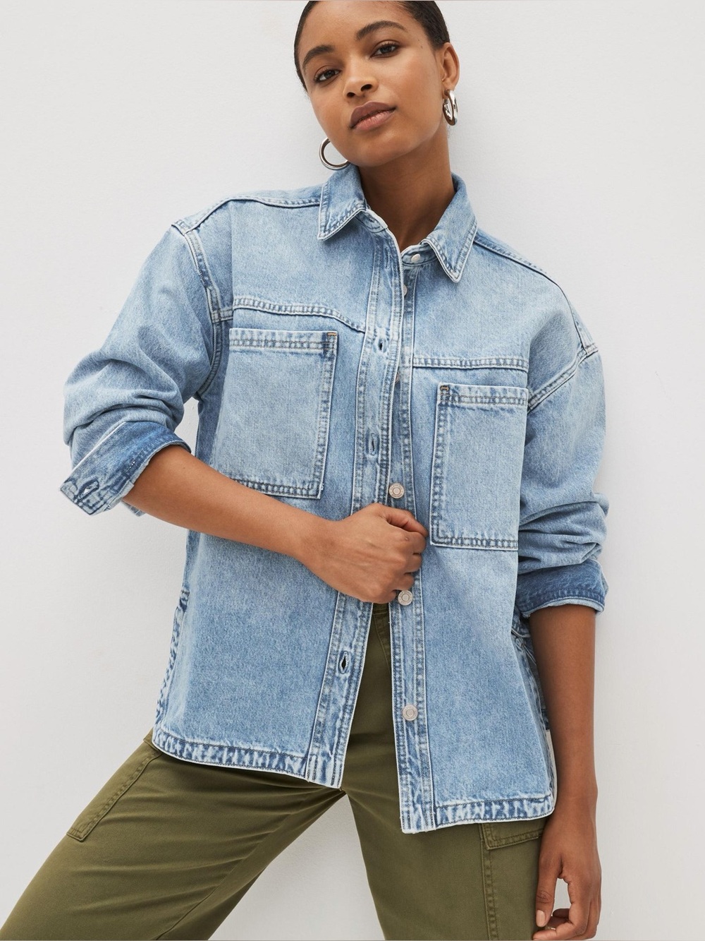 GAP Blue Denim Oversized Shirt Jacket